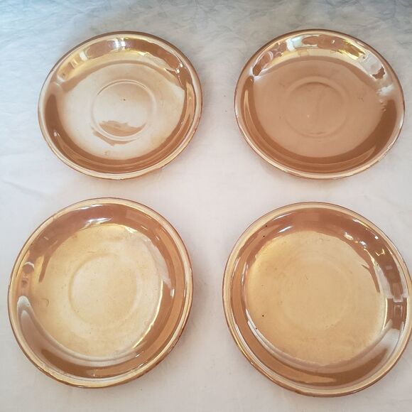 Orange lustreware miniature porcelain cups & saucers - Picture 6 of 11